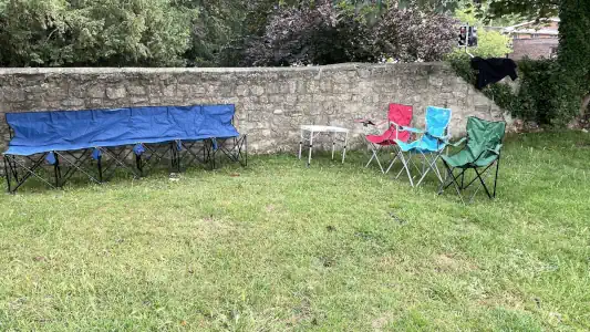 Seating area in the garden.